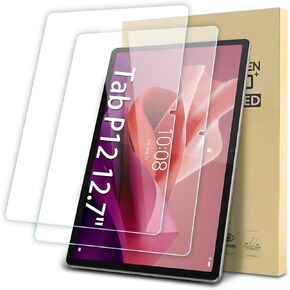 واقي شاشة مكون من عبوتين متوافق مع جهاز Lenovo Tab P12 مقاس 12.7 بوصة، طبقة شفافة من الزجاج المقسى، مضادة للخدش، صلابة 9H، سهلة التركيب