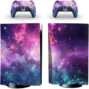 Full Body Vinyl Skin Sticker Decal Cover for PS5 Console and Two Controllers Disc Edition - Pink Space
