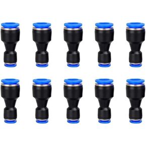 Reducer Push to Connect Fitting, 1/2" to 3/8" Tube OD, Reducing Pneumatic Quick Connector Coupler (Pack of 10)
