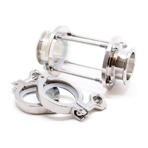 QiiMii 2" in-Line Sight Glass with Clamp End, Flow Sanitary Straight Sight Glass Tri-clamp, with 2 pcs 2" Tri-clamp and Silicone Gasket