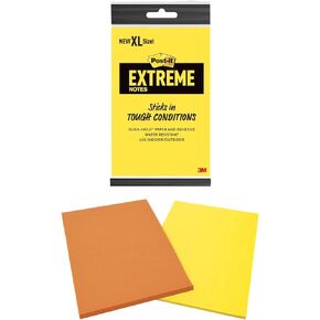 Post-it Extreme Notes, Stop Re-Work on The Job, Works in 0-120 Degrees Fahrenheit, 100X The Holding Power, Green, Orange, Mint, Yellow, 3 in x 3 in, 12 Pads/Pack, 45 Sheets/Pad (EXTRM33-12TRYX)