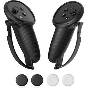 Protective kit for Meta Quest 3, Premium Silicone with Non-Slip Design, Compatible with Oculus Quest 3 Controller with 4 Joystick Covers, Black
