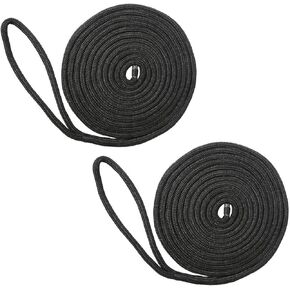 Amarine Made Double Braided Nylon Dock Lines 7700 lbs Breaking Strength (L: 30 ft. D:5/8 inch Eyelet: 12 inch) 2 Pack of Marine Mooring Rope Boat Dock Lines Working Load Limit:1540 lbs