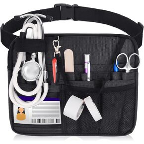 Nurse Fanny Pack, Portable Nursing fanny pack for Medical Gear, Multi-compartment Nurse Pouch with Extension Strap (Black)