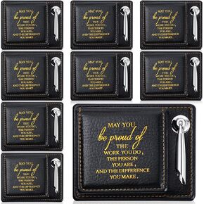 8 Pcs Appreciation Gifts Sticky Note Holder,Thank You Gifts Sticky Notes Pen Holder with PU Leather Box,Gifts Bulk for Coworker Employees Teacher Nurse