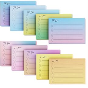EOOUT 10 Pack Lined Sticky Notes, 500 Sheets to Do List Sticky Notes with Line, 3x4 Inches Self-Stick Notes, Square Sticky Notes for Office, Home, School, Meeting