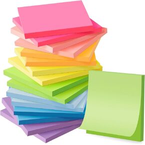 (16 Pack) Sticky Notes 3x3, Self-Stick Pads Bright Colors Sticky Note, Recyclable, Easy to Post for Home, Office, Notebook