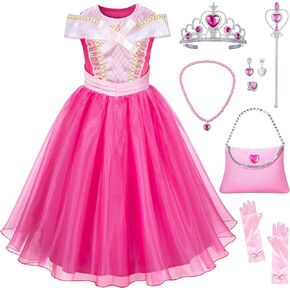 Princess Aurora Costume Dress for Girls - Sleeping Beauty Dress with Accessories