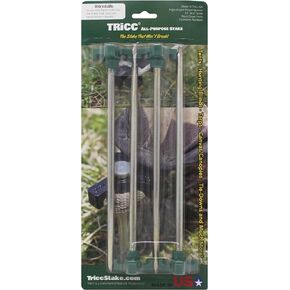 Tricc Unbreakable Heavy Duty Steel Tent/Canopy Stakes, Galvanized Non-Rust 10" Three Pegged Solid, Sturdy Stakes for Outdoor Trips, Camping, Hiking & Gardening. 4 Colors Made in The USA (Black)