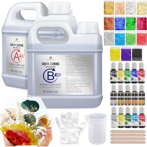 راتنجات إيبوكسي سريعة المعالجة - 86 أونصة 4 ساعات من ترقية القالب من الراتنج الشفاف الكريستالي، راتنجات صب خالية من الفقاعات لفن الراتنج DIY، الأكواب، الطلاء، المجوهرات، مع حبر الراتنج، الصبغة، الميكا، اللامع، رقائق الرقائق المعدنية in Kuwait