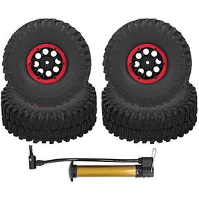 4Pcs RC Racing Tires 120mm 1/10 Scale Rubber Inflatable Remote Control Model Climbing Car Tire(red)