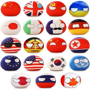19 PCS Country Balls Plushies，4 inch Country Ball Plushies/Country Ball, Polish Ball Mini Pendant Animated Plush Toy Keychain Boy Girl Gift
