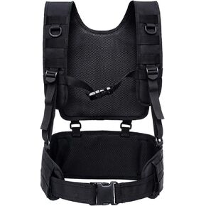 MOLLE Military Combat Belt, Outdoor H-Harness Belt Suspenders with Detachable Suspender Straps for Outdoor Hunting Training