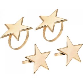 uxcell Metal Napkin Rings Set of 4, Star Napkin Ring Holder Buckle for Dining Table Decorations Wedding Birthday Holiday Party, Gold Tone in Saudi Arabia