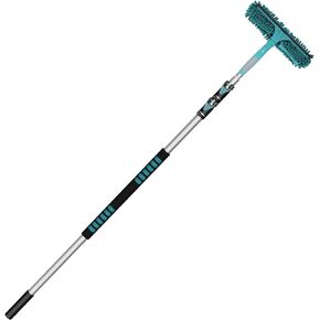 5-12 Ft Window Squeegee with Extension Pole, Window Cleaner Tool with 3-Stage Telescoping Pole, Professional Window Cleaning Kit with Rotatable Head - 20 Ft Reach & Microfibre Cloths.