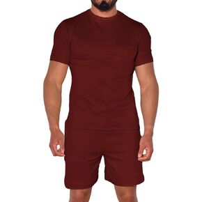 Uni Clau Mens 2 Piece Short Set Summer Outfits Tracksuit Casual T shirt and Short Beach Sets