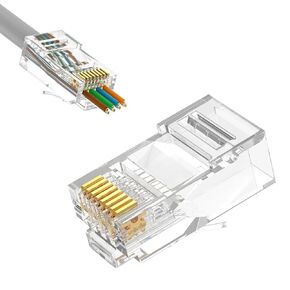UL-Listed CAT6 RJ45 Connector 50μ Gold-Plated 50 Pack, RJ45 Pass Through Ethernet Connector RJ45 Plug for UTP Network Cable 23 AWG