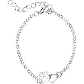 YangQian Pet Memorial Gifts for Dogs Cat Paw Print Bracelet for Women Girls Birthday Christmas Gifts for Women Girls Silver Paw Print Jewelry Gifts for Pet Lovers Adjustable Link Bracelets