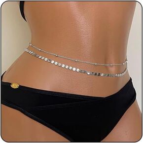 Layered Waist Chain for Women 18K Gold Plated Bead Belly Chain for Waist Adjustable Sexy Bikini Body Chain for Summer Beach Gifts