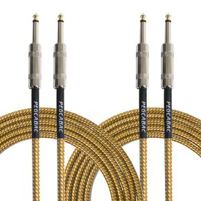 1/4 Inch TRS Instrument Cable 10ft 2-Pack,Straight 6.35mm Male Jack Stereo Audio Interconnect Cord for Electric Guitar,Bass,Keyboard,Mixer,Amplifier,Amp,Speaker,Equalizer