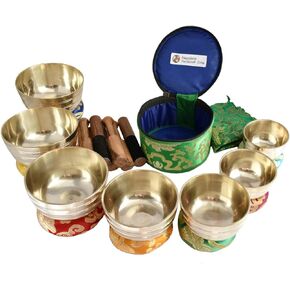 NHZ Chakra Healing Tibetan Singing Bowl Set of 7 for Meditation- Himalayan Singing bowls (Bronze)