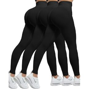 CHRLEISURE 3 Piece Workout Leggings Sets for Women, Gym Scrunch Butt Butt Lifting Seamless Leggings