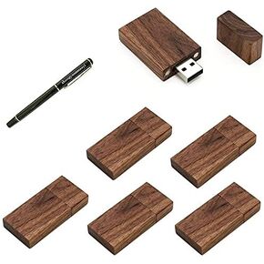 5 Pack Rectangle Walnut Wood 2.0/3.0 USB Flash Drive USB Disk Memory Stick with Wooden (2.0/1GB)
