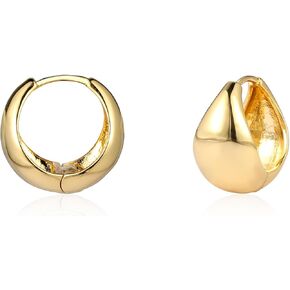 حلق كاولين مطلي بالذهب عيار 14 قيراط | أقراط هاجي سميكة من الفضة الإسترليني عيار 925 بعد إسقاطها للمجوهرات النسائية in Kuwait