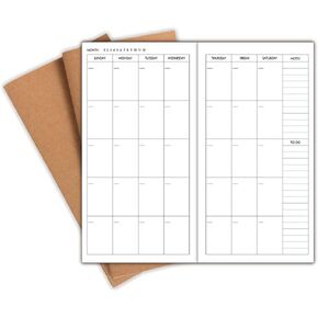 Nokingo 3-Pack Travelers Notebook Inserts, Undated Monthly & Weekly Inserts, Standard Size 4.25"x8.25" Calendar Refills