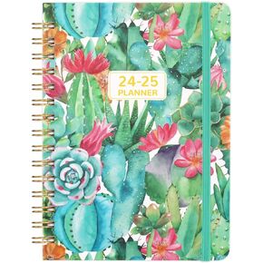 2024-2025 Planner - JUL 2024 - DEC 2025, 2024-2025 Planner Weekly and Monthly with Tabs, 6.4" x 8.5", Hardcover Planner with Back Pocket + Thick Paper + Twin-Wire Binding - Cactus
