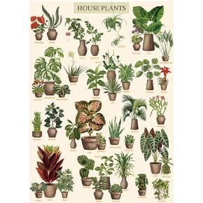 Vintage Houseplant Puzzle 1000 Pieces for Adult, Botany Succulent House Plant Puzzle, 39 Common Indoor Plants Jigsaw Puzzles as Plant Gifts（HD）