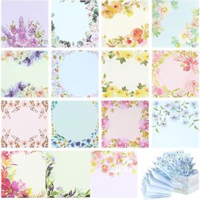 Clabby 15 Pads Pop up Sticky Notes 3 x 3 Inch Floral Sticky Notes Cute Sticky Notes Pop up Note Pads Flower Self Sticky Notes Sticky Memo Notes Pop up for Study Office School and Home,15 Styles