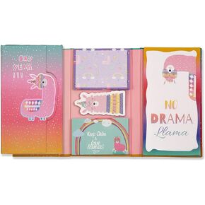 Better Office Products Sticky Note Cute Variety Set in a Padded Compact Trifold Book, 120 Total Pieces, 4 Assorted Designs & Sizes, No Drama Llama