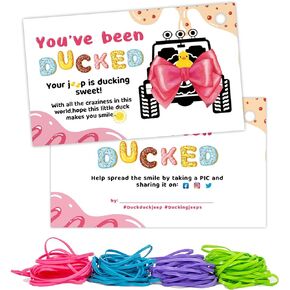 علامات البط، لقد تم بطة، علامات Dcuk Duck، بطاقة ألعاب Duck Ducking، 3.5 × 2 بوصة، 50 بطاقة، 50 شريط مطاطي، بطة صفراء مع تصميم سيارة الدفع الرباعي (7FD02) in Kuwait