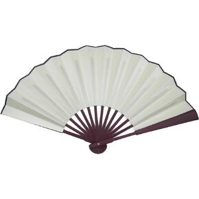 TRENDBOX 10.4" Chinese Traditional Nylon-Cloth Handheld Folding Fan - Ivory