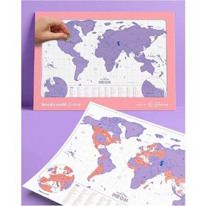 Luckies Scratch Map Neon | Travel Map & Scratch Off World Map | Scratch Map | World Map Scratch Off Map | Travel Map To Scratch Off Travels | World Map Scratch Off | Ideal Travel Gifts | Purple