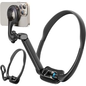 Neck Phone Holder for POV/Vlog Selfie, Magnetic Phone Chest Mount Hands-Free Fit Magsafe Magnetic Neck Mount for Phones with a Long and Short Rod for iPhone 15 14 13 12 Series & Android