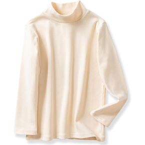 Boys Girls Turtleneck Long Sleeve Soft Cotton Mock Neck Shirt Solid Color Basic Tee Tops, Size 2T-12 Years