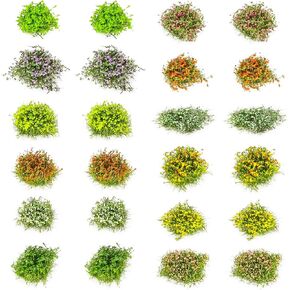 Cayway 24 PCS Static Flower Tufts Miniature Colorful Flower Cluster for Static Grass Tufts for Model Train Railroad Scenery DIY Miniature