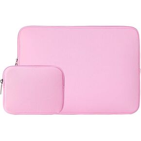 RAINYEAR Laptop Sleeve Case Compatible with 13.3 Inch Notebook Computer Tablet Chromebook 14" MacBook Pro M1 M2 M3 M4 Pro/Max Soft Carrying Bag Zipper Protective Cover with Accessories Pouch (Pink)