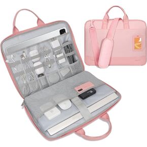 Simpolor 15.6’’ Laptop Case Cable Organizer, Electronic Organizer Inside with Outside Card Holder, 3-Layer Shockproof and Water Resistant 14/15 inch Laptop Sleeve, Pink