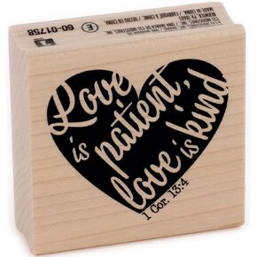 Inkadinkado 60-01758 Love is Patient Wooden Rubber Stamps for Arts and Crafts, 2" x 2"