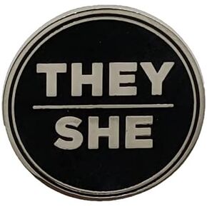 دبوس ضمير من المينا الصلب الدائري الأسود والفضي | شارة زر الضمير الأنثوي غير الثنائي in Kuwait