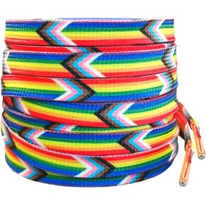 Progress Pride Shoelaces, Progress Proud Love, Progress Gifts, Progress Flag Striped Shoelaces,Perfect for Trainers, Boots & Shoes,Colorful Shoe Laces for Parades 120cm