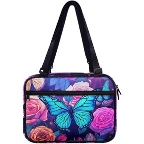 Blue Mushroom Bible Covers for Women with Adjustable Shoulder Strap Study Bag Bible Quilted Book Organizer Multifunctional Bag Fashion Bible Study Bag for Bibles and Medium Books