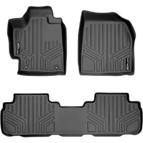 SMARTLINER Custom Fit Floor Mats 2 Row Liner Set Black for 2008-2013 Toyota Highlander Non Hybrid