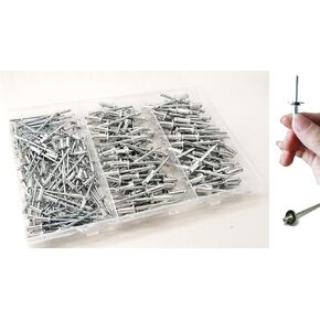 500pcs 7 Sizes Aluminum Blind Rivets Assortment Kit with Back-Up Washers, Multiple Sizes Rivets 1/8" 5/32" 3/16" with Washers for Using by Rivets 1/8" 5/32" 3/16" inch (253)