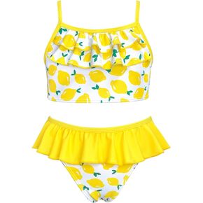 SHEKINI Girl's Fruit Printing Bathing Suit Ruffle Bikini Two Piece Swimsuits Kid Swimwear