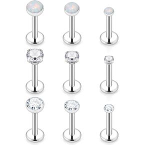 Opal Medusa Piercing Jewelry 16g Surgical Steel Conch Piercing Jewelry Internally Threaded Labret Jewelry Monroe Lip Rings Studs Cartilage Helix Conch Tragus Earring for Women Men
