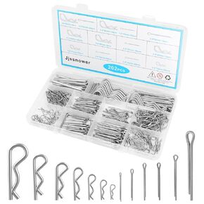 202 Pcs Cotter Pins Assortment Kit - 304 Stainless Steel Hairpin & R Clips, Retaining Fasteners, Hardware & Safety Split Pins